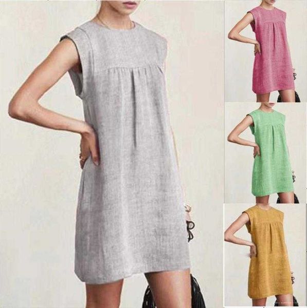 

fashion summer loose ladies dresses casual cotton linen solid color dress, Black;gray