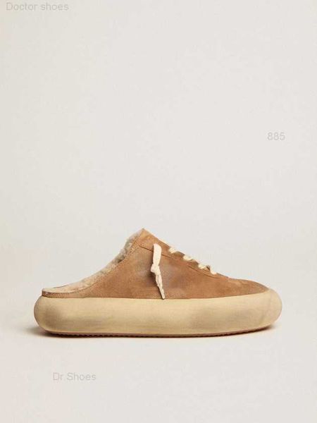 

dirty shoes handmade space-star sabot shoes designer luxury italian vintage tobacco suede shearling lined, Black