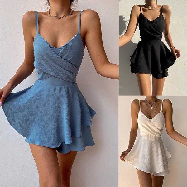

cap sleeve spring and summer suspender dress womens clothing, Black;gray