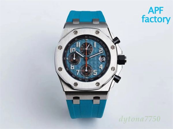 

apf 26470 26238 watch size 42mm equipped with 3126 timing movement sapphire crystal glass mirror can loosen the first grain rubber belt, Slivery;golden
