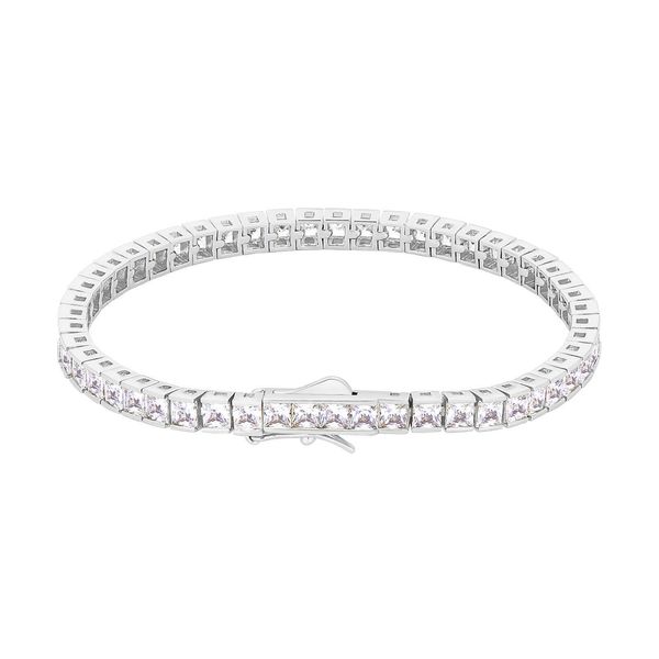 

krkc women tennis bracelet cubic zirconia diamond 14k gold plated charm, Silver
