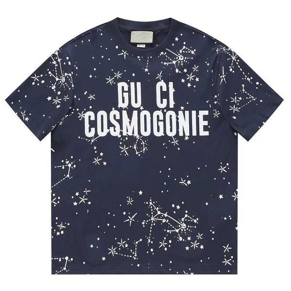 

high version 2023 spring/summer new luxury fashion gu family chest full sky print men's and women's loose short sleeve t-shirt, White