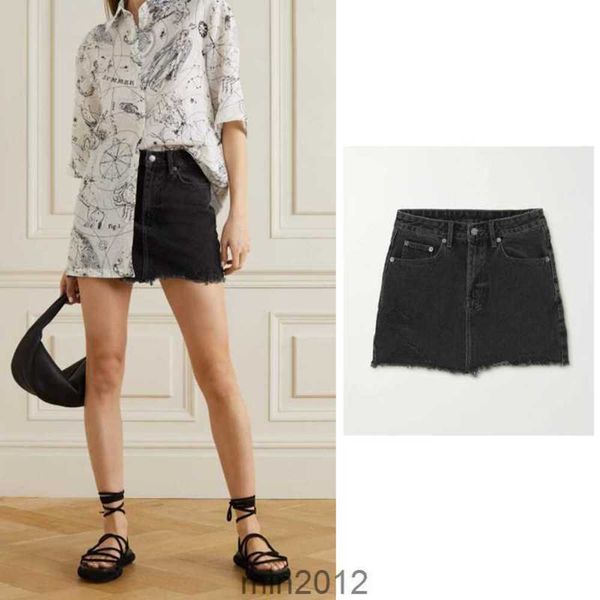 

spring ksubi summer same grey black burnt ragged edge denim short skirt girl