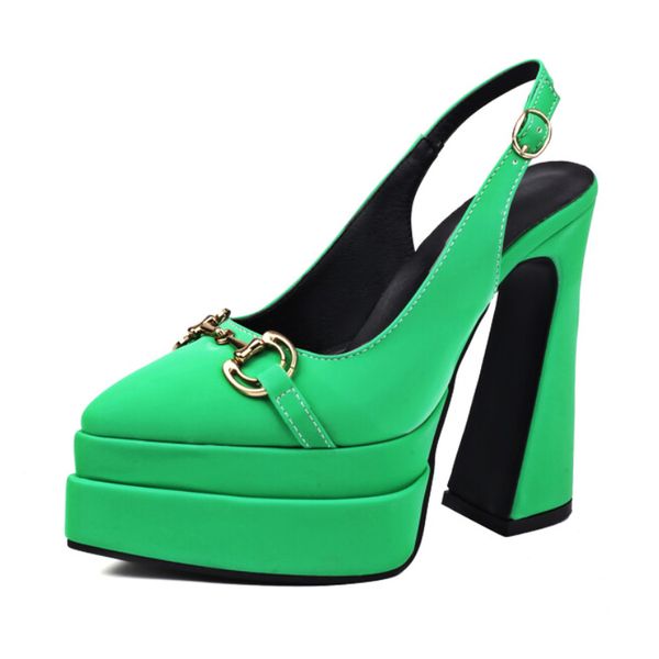 

2023 summer fashion new womens platform back strap sandals thick sole bridal wedding party shoes high heels plus size 43 45 48, Black