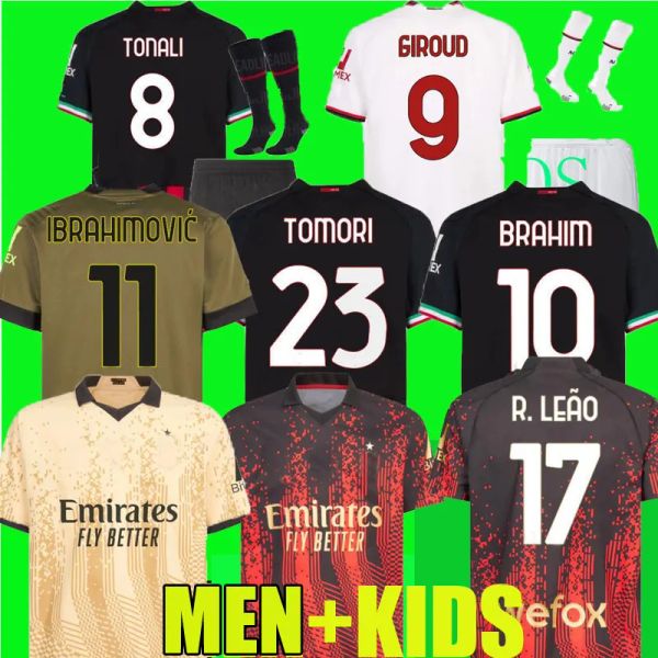 

22 23 ibrahimovic koche ac milans soccer jerseys special-edition 4th 2023 2024 giroud tonali theo r.leao romagnoli brahim goalkeeper men kid, Black;yellow