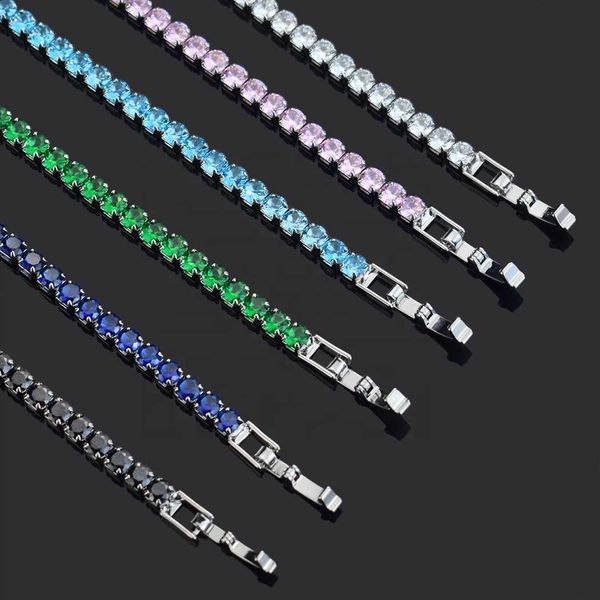 

wholesale hip hop jewelry 4mm cz diamond women bling bracelet cuban link tennis, Silver