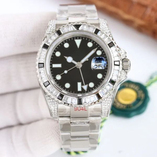 

different watch diamond watches mens watches luxury watches automatic mechanical super stainless steel sapphire watch womens watch gmt sub w, Slivery;brown