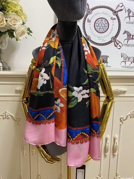 

women's square scarf scarves shawl 100% silk material black print flowers pattern size 130cm - 130cm, Blue;gray