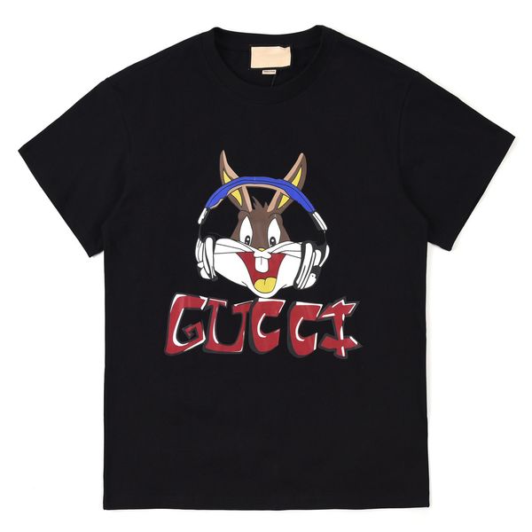 

fashion brand designer cartoon rabbit men's t-shirt, White;black