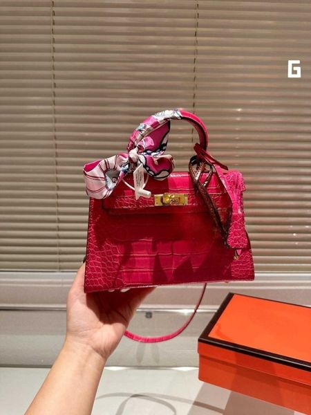 

suitcase and bag dinner 2023 bags new summer autumn korean edition crocodile lock button silk scarf bow tie handbag one shoulder crossbody s