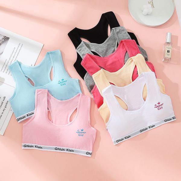 

teen bra girl vest cotton trendy training bra underwear for teenage girl's sport bra kids underwear puberty clothing gbx7249, Red;black
