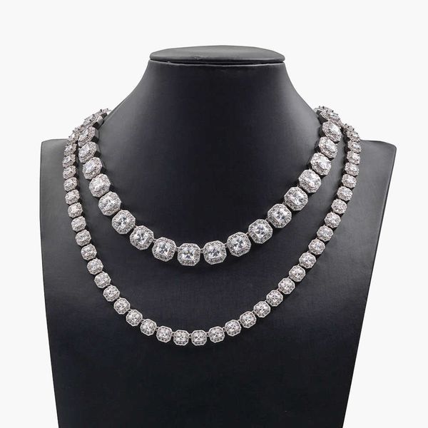 

european and american selling jewelry crystal sugar hip hop necklace 8mm zircon rock sugar chain, Silver