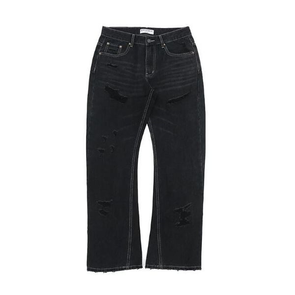 

pants holes do-old wash black casual jeans men 2023ss, Black;brown