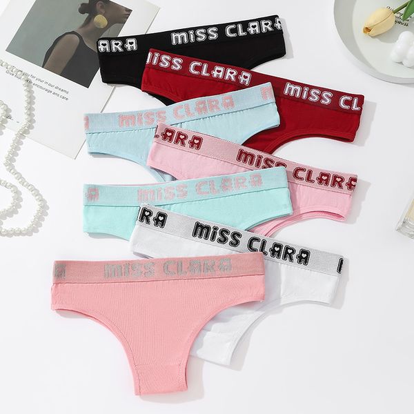 

3pcs feminine lingerie cotton panties woman letter belt briefs low waist shorts breathable girl underwear st8613, Black;pink