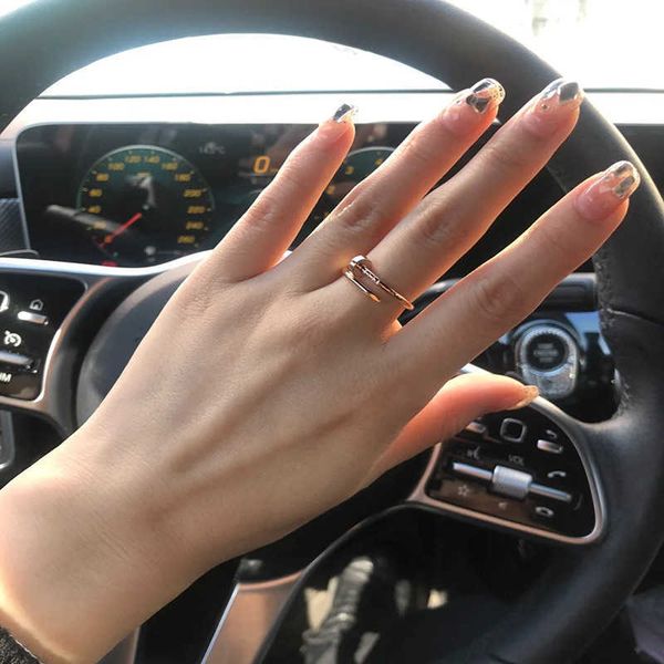 

selling funds 18k carti nail titanium steel ring female high version popular red stainless jewelry z9cy, Silver