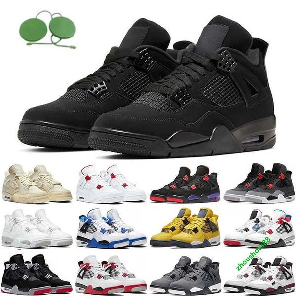 

mens womens jumpman 4s basketball shoes black cat 4 military black bred university blue red thunder cement men sports outdoor sneakers