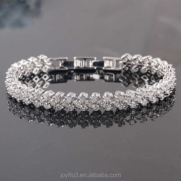 

light luxury white gold plated heart aaa sparkling cz cubic zircon crystal tennis bracelet for women, Silver