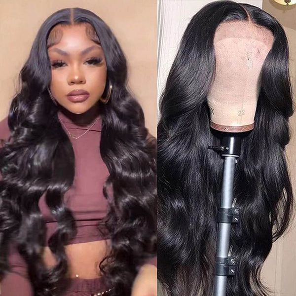 

30 32inch body wave transparent 13x4 lace front human hair wigs brazilian remy water wave 13x4 lace frontal wig for women, Black;brown