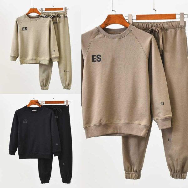 

kids clothes ess tracksuits sets designer boys hoodies pants girls youth casual sport sweatershirt kid children hoody pullovers long sleeves, Black
