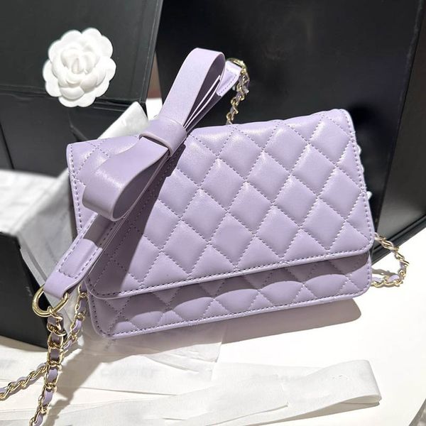 

trend bowknot woc women crossbody designer bag multi pocket card holder quilted gold hardware four color luxury coin purse classic flap hand