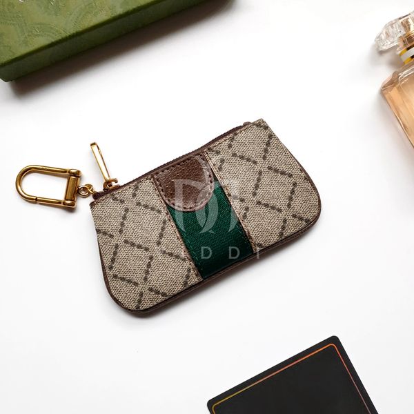 

luxury zipper short designer wallet womens embroidered wave wallet keychain handbag mini card wallet with box, Red;black