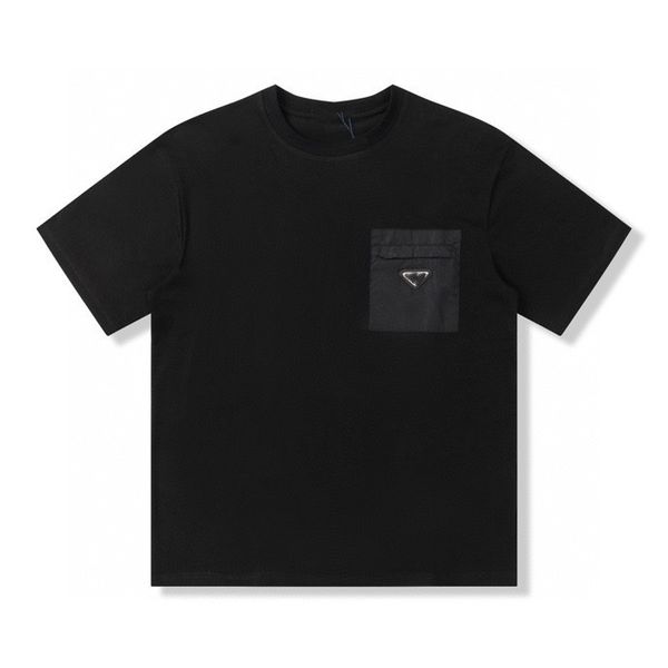

mens designers t shirts men luxury designers tshirt short sleeve chest pockets triangle applique casual shirts hip hop streetwear t shirt te, White;black