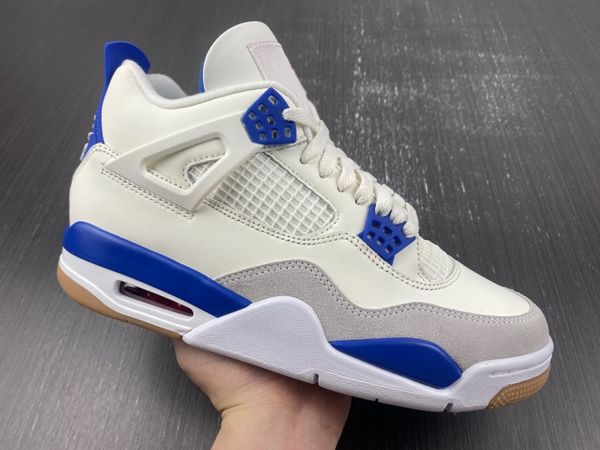 

authentic 4 4s basketball shoes sapphire blue dr5415-104 sports sneakers sail neutral grey white trainers womens mens sneaker plus size us 1, Red;white