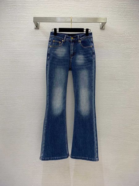 

23ss womens pants denim jeans designer women jeans circle letter logo embroidery high waist slim flare jeans pants women clothes, Blue