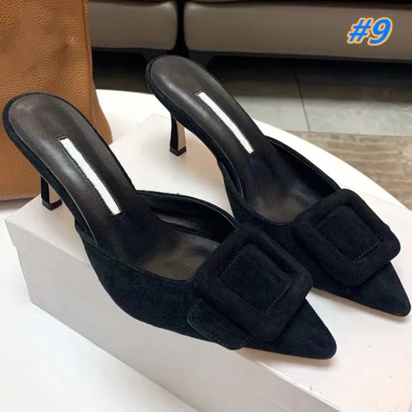 

2023 fashion luxury designer ladies summer banquet dress shoes high heels pointy sandals 35-41, Black