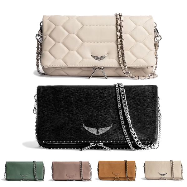 

pochette rock swing your wings chain tote hand bags womens luxury zadig voltaire genuine leather mans clutch flap shoulder bag lady satchel