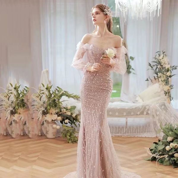 

pink mermaid prom dresses bling v neck 3d lace appliques sequins beaded floor length celebrity formal feather train plus size custom made co, Black