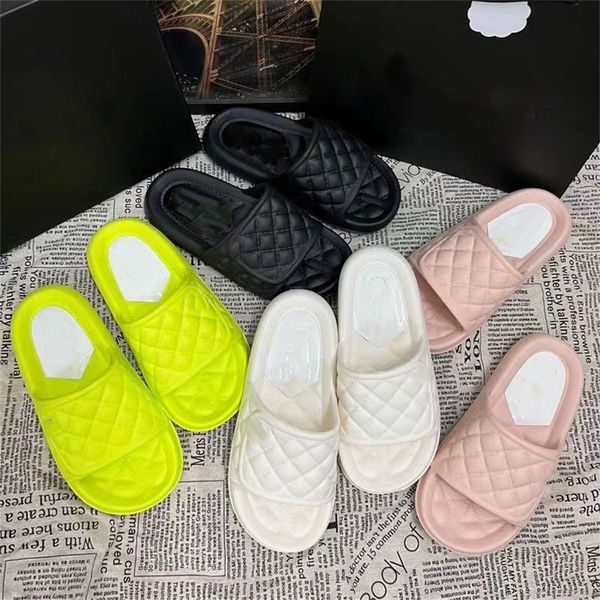 

luxurysdesigner new rubber slides sandals floral brocade women men slipper flat bottoms flip flops womens fashion striped beach slippers, Black