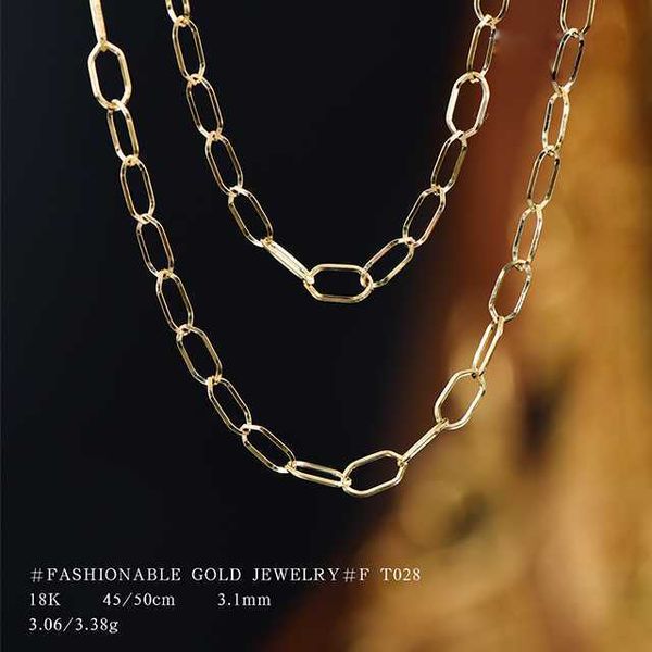 

xinfly hip hop paper clip link chains genuine 18k real gold necklace 3.1mm, Silver