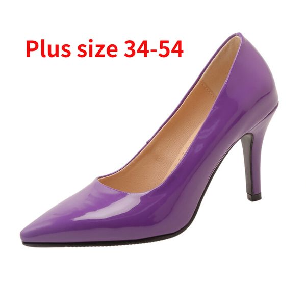 

2023 plus size 50 52 54 fashion high heels women shoes 8.5 cm thin stiletto banquet wedding shoes pointed toe ladies party shoes, Black
