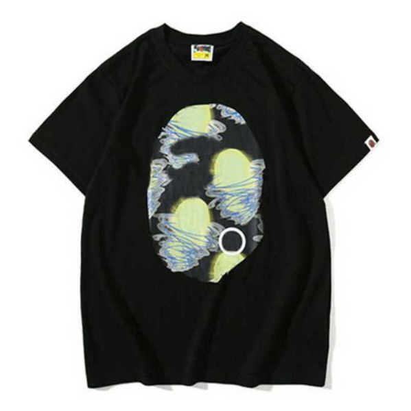 

fashion men's luxury t shirts loose women tees tshirt casual cotton short sleeve clothing high street streetwear couple apes t-shirts, White;black