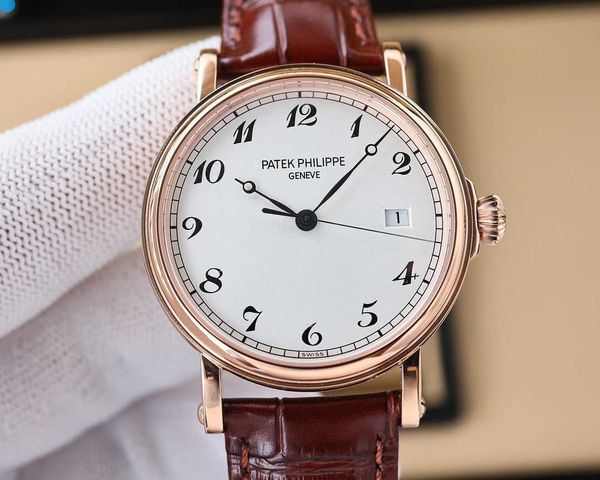 

clone classical luxury elegant super thin 38mm*10mm wrist watches 5153 series rose gold automatic mechanical 3k cal.324 high-end superb qual, Slivery;brown