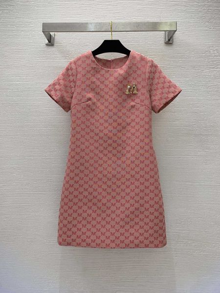 

23ss summer dresses women dress women designer clothes letter jacquard a-line version waist wrapped skirt with thin short sleeve style women, Black;gray