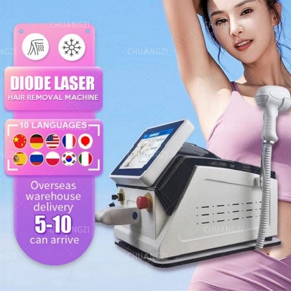 

diode laser 808 hair removal professional pores whiten brighten complexion lighten spots tighten skin beauty machine cooling system, Black