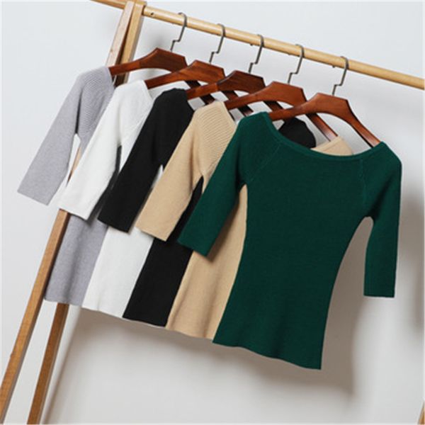 

2023 korean style sweaters for women fashion clothing sweaters basic clothes brown black white pullovers knitted, White;black