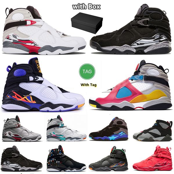 

jumpman 8 8s basketball shoes bordeaux white aqua pinksicle quai 54 captain chrome countdown pack multi-color raid three peat mens sport sne, Black