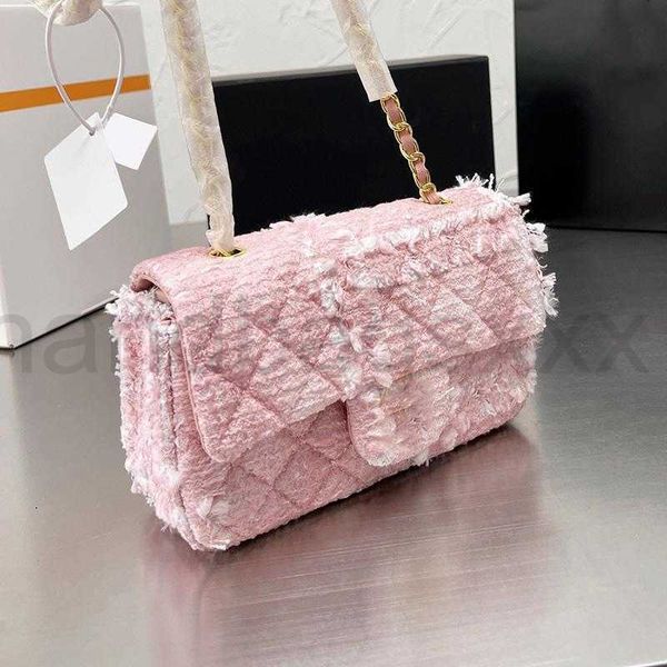

2022ss pink tweed classic mini flap bags quilted matelasse chain crossbody shoulder outdoor sacoche luxury designer womens cosmetic case pur
