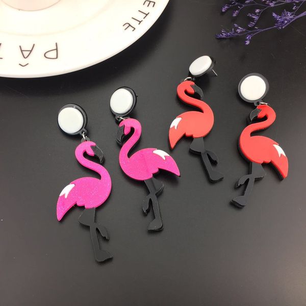 

personalized flamingo fashion long acrylic earrings earrings, Silver