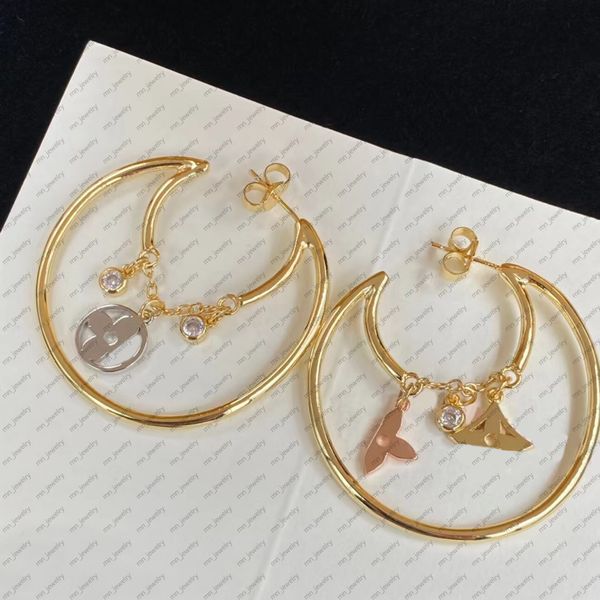 

european and american noble gold hoop earrings. brand luxury designer earrings for women. wedding bridal gift jewelry., Golden;silver