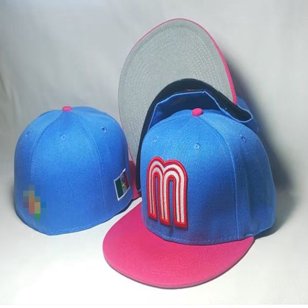 

gorra summer style mexico  letter baseball bone men brand hiphop full closed fitted hats, Blue;gray
