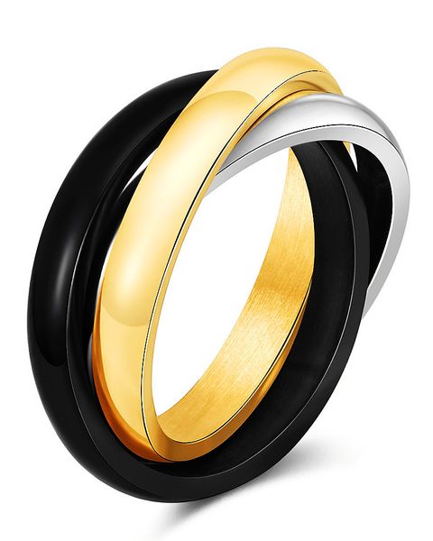 

women's ring high polish stainless steel 3-in-1 style rings for women wedding anniversary birthday gift yw251cg1471, Silver
