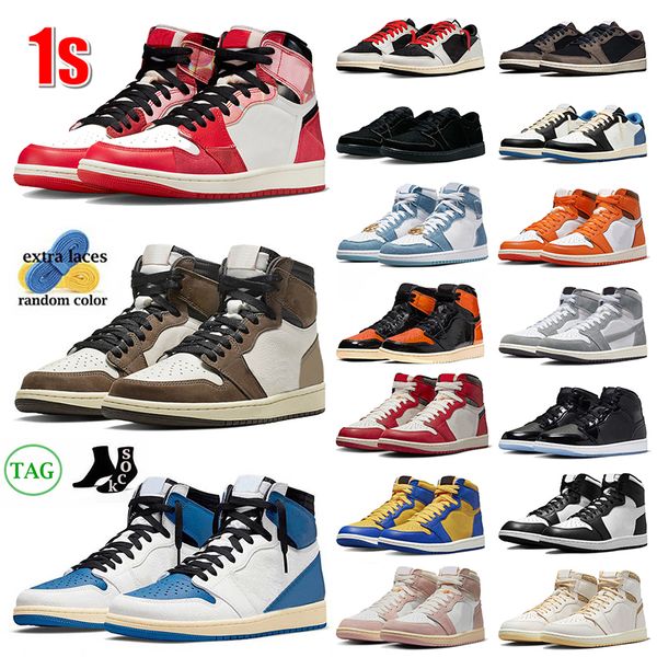 

1s spider-verse basketball shoes jumpman 1 og sneakers for mens women size 13 ts mocha fragment olive black phantom space jam reverse laney