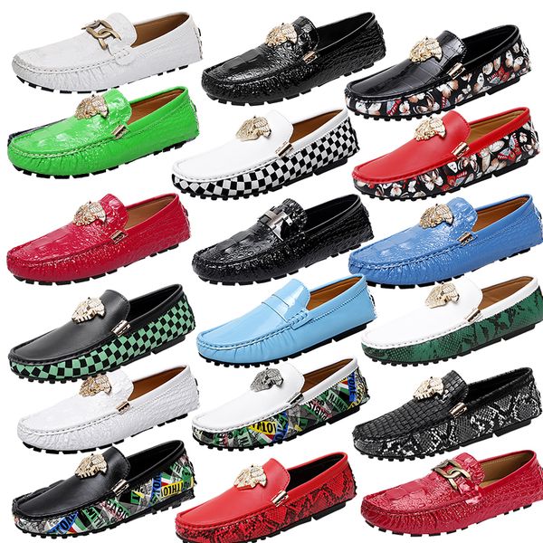 

luxury brand high-quality metal buckle loafers shoes red crocodile print glossy wedding banquet leather shoes business office shoes anti-sli, Black
