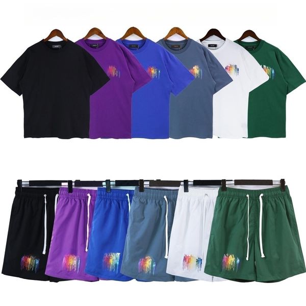 

designer men's t-shirts shorts suit men t shirt summer casual hip hop streetwear loose t-shirt letter print tees shorts, White;black