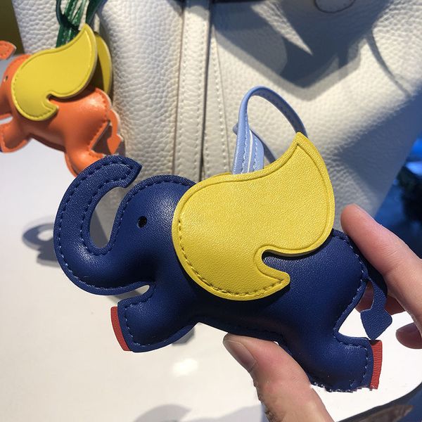 

wholesale h-style little flying elephant orange bag pendant pu leather car key lkme, Silver