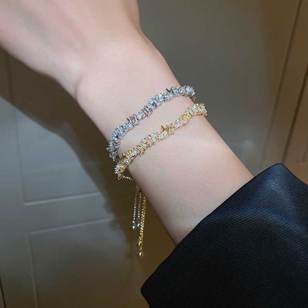 

fashion trendy rhinestone tennis bracelet 18k gold, Silver